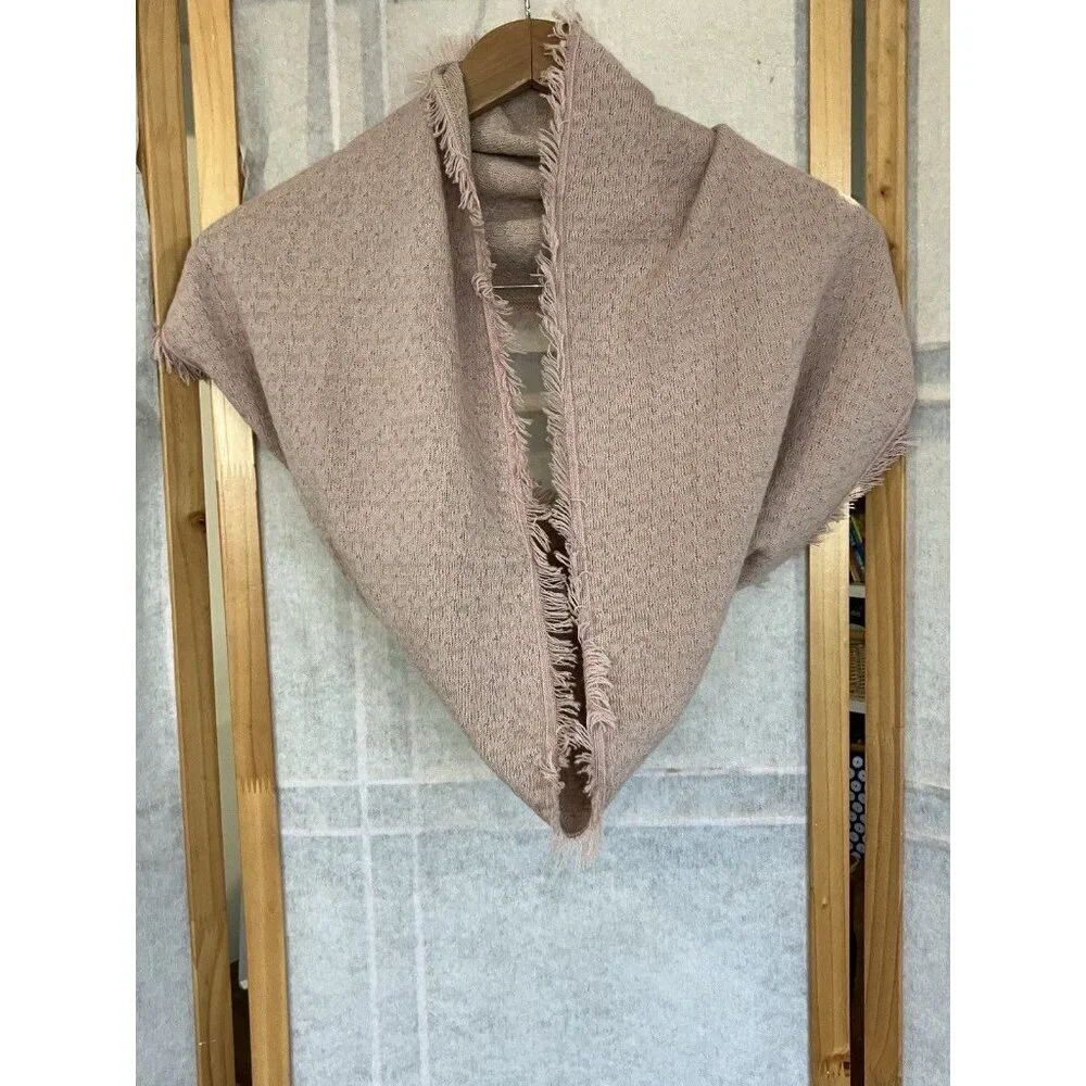 Pink Baby Alpaca Snood w/ fringe, Peruvian Patapamba, Artisan Quality, 12x46” - Picture 3 of 6